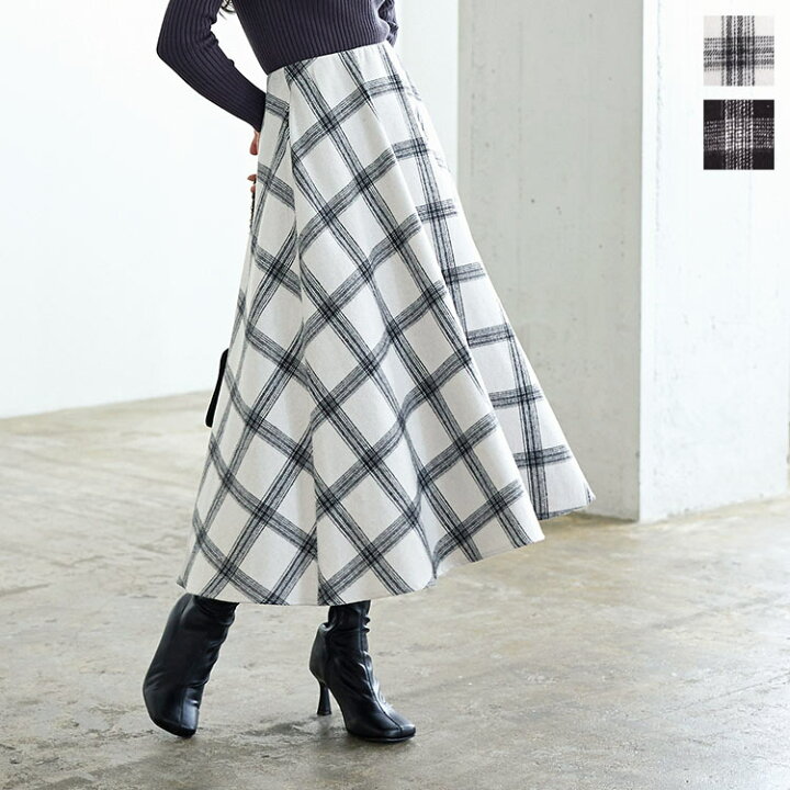 楽天市場】 ビッグチェックフレアスカート [M3773] レディース  