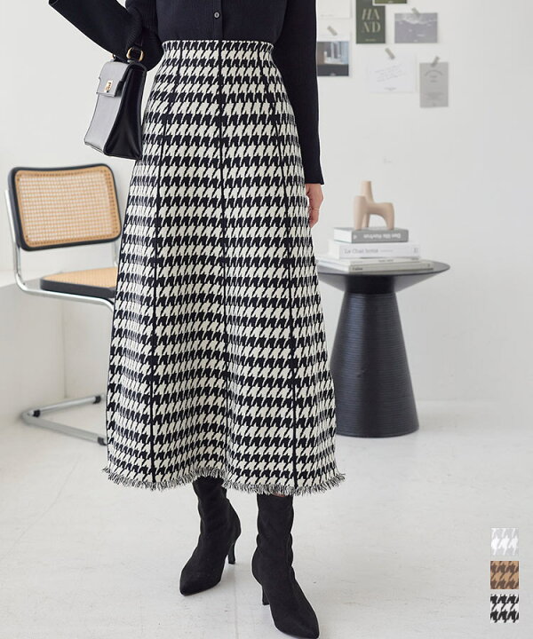 楽天市場】 千鳥柄 ニットスカート レディース フレアスカート 
