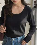 ニット トップス Uネック シンプル 長袖 [N1241] レディース 20代 30代 40代 長袖トップス インナー クル…