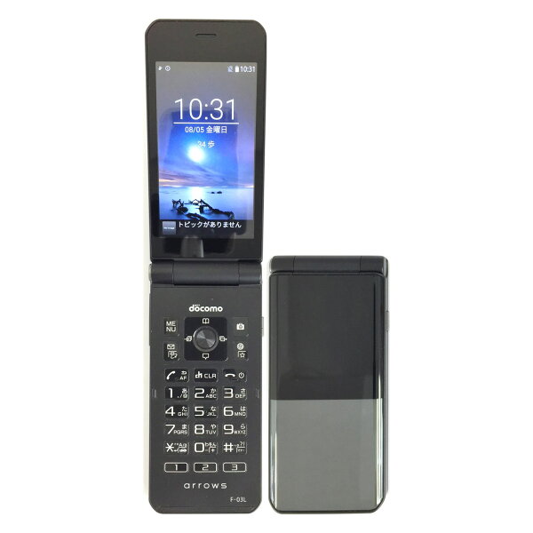 【中古】 FUJITSU arrows ケータイ F-03L  Black ブラック docomo SIMロック解除済 白ロム 本体