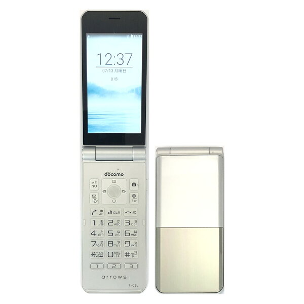 【中古】 FUJITSU arrows ケータイ F-03L Silver シルバー docomo SIMロック解除済 白ロム 本体