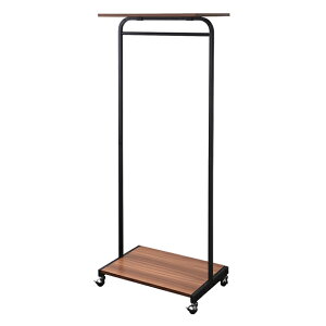 ハンガーラック 木製 幅60 MUSH 2タイプ対応 ブラウン スリム パイプ脚 天板収納 傷に強い キャスター付き 安全 ロック機能 ロングコート アンティーク風