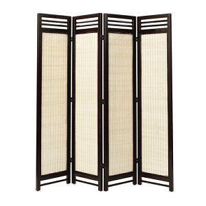 【ポイント9倍!今晩20時開始!】パーテーション 間仕切り アジアンスクリーン 4連 籐 ラタン製 木製 天然木 在宅ワーク リビング 寝室 脱衣所 コンパクト収納 折り畳める アジアン風 ナチュ