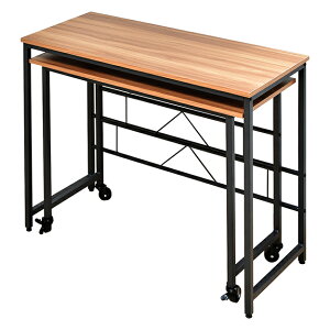 【ポイント9倍!今晩20時開始!】デスク メラミン ネストデスク メインデスク サブデスク オフィスディスク 学習机 キャスター付き 省スペース コンパクト 入れ子式 重ねて収納 木製 L字型