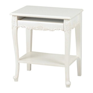 【ポイント9倍!今晩20時開始!】パソコンデスク おしゃれ パソコンテーブル RT-1772AW 長方形 幅63cm コンパクト 学習机 作業机 スライド棚付き 上品 高級感 アンティーク風 クラシックモダン