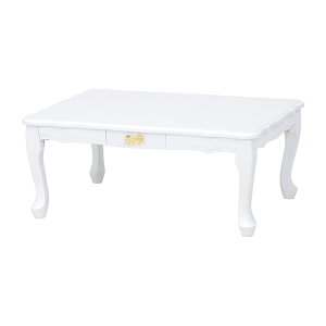 センターテーブル かわいい 折れ脚テーブル MT-6040WH 幅80cm 折りたたみ可 引出し付き 収納付き 猫脚 ガーリー エレガント アンティーク 高級感 コンパクト