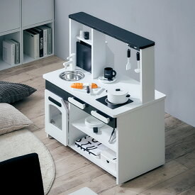 【ポイント7倍！今晩20時開始】[組立品/ワイドタイプ/ボウル＆シール付] お店屋さんにもなる ままごとキッチン core+(コアプラス) モノトーン Monotone 木製 お店屋さんごっこ ままごとセット ごっこ遊びトイ レジスター キャスター付き