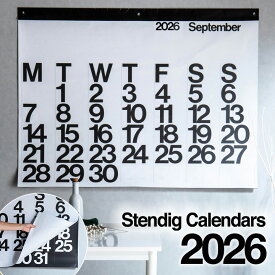 2026年版 令和8年版 Stendig Calenders(ステンディグ カレンダー) 122x92cm モノトーン ビッグサイズカレンダー 月曜始まり 壁掛け モノトーン文字 Massimo Vignelli マッシモ・ヴィネッリ グラフィックデザイン 白 黒 おしゃれ