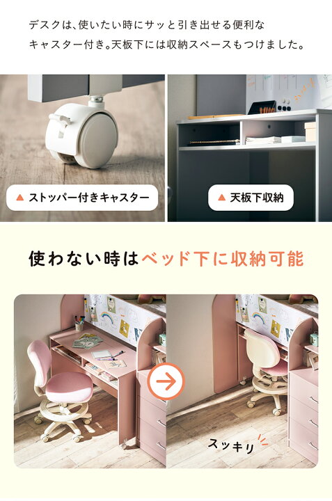 楽天市場】システムベッド ロフトベッド システムデスク デスクベッド 