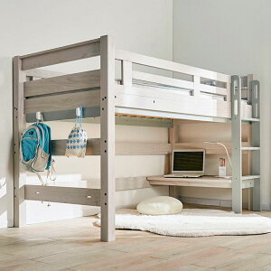 【特許構造】ロフトベッド eeny(イーニー) Low basic H135cm 4色対応 システムベッド 机付き 子供 大人 ロータイプ テーブル デスク 学習机 宮付き 棚 LED照明 コンセント システムベット おしゃれ