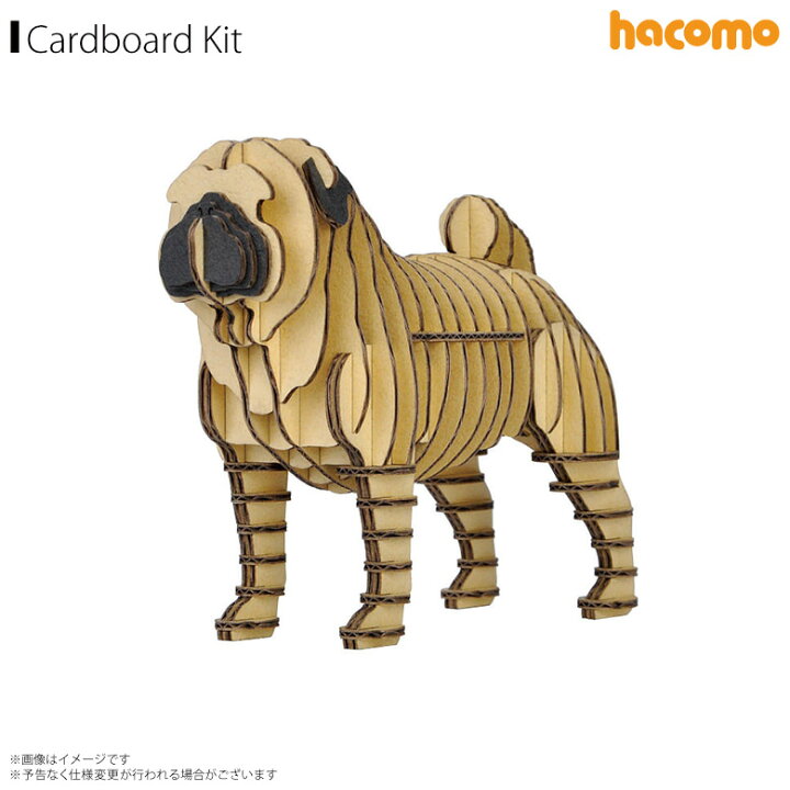楽天市場 ペーパークラフト 工作キット ダンボール 段ボール 動物 犬シリーズ 47 パグ Pug Grid グリッド 動物 アニマル ペット 愛犬 いぬ 立体パズル クラフト 簡単組立hacomo モバイルランド