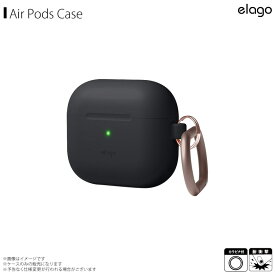 【即納】【在庫あり】AirPods 3 第3世代 エアポッズ ケース シリコン ブラック EL_AP3CSSCOH_BK【0793】elago ORIGINAL HANG カラビナ付き 落下防止サンクチュアリ