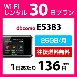 WiFi レンタル 30日 4,500円 ドコモ インターネット E5383 ポケットwifi 即日発送 25GB/月 docomo