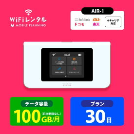 WiFi レンタル 30日 短期 docomo ポケットWiFi 100GB wifiレンタル レンタルwifi ポケットWi-Fi ドコモ au ソフトバンク softbank 1ヶ月 AIR-1 4,980円