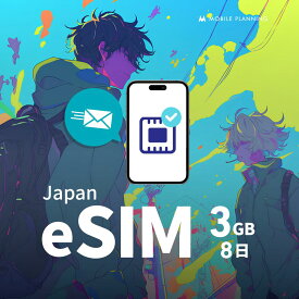 eSIM プリペイドSIM 日本 sim docomo 3GB 8日 5G対応 プリペイド sim ドコモ sim 日本 短期 esim プリペイド データ通信専用 開通期限なし 今日から使える