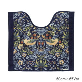トイレマット MORRIS ウィリアムモリス いちご泥棒 60×65Vcm 洗える 滑り止め加工 おしゃれ ブランド 国産 日本製 ブルー