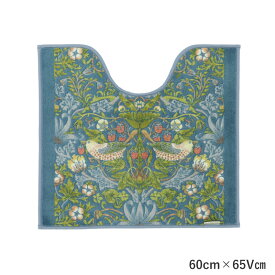 トイレマット MORRIS ウィリアムモリス いちご泥棒 60×65Vcm 洗える 滑り止め加工 おしゃれ ブランド 国産 日本製 ブルーグリーン