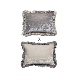 クッションカバー 20×30cm おしゃれ La deco ラ・デコ シルクベルベットスクエア Grey×Beige 【中材別売】