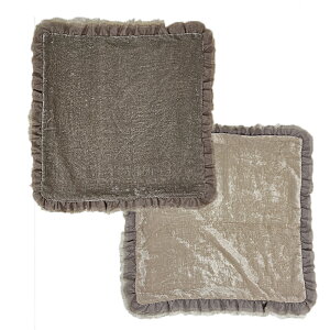 クッションカバー 45×45cm おしゃれ La deco ラ・デコ シルクベルベットスクエアクッションカバー Grey×Beige 【中材別売】