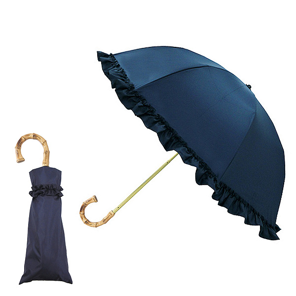 傘 レディース 晴雨兼用傘 オシャレ 数量限定アウトレット最安価格 日傘 折りたたみ かわいい 折りたたみ傘 ネイビー 903z nv フリル 傘