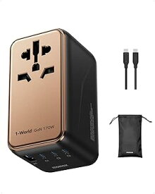 【超高速の170W出力】MOMAX 変換プラグ PD GaN 140W+30W出力 急速充電 海外変換プラグ 全世界対応 5台同時充電 3*PD USB-C+1*QC USB-A 海外用 コンセント C/BF/O/Aタイプ マルチ変換 ヨーロッパ/韓国/イギリス/アメリカ/オーストラリアなどの国