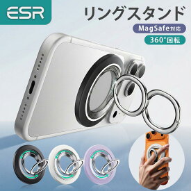 ESR MagSafe対応 スマホリング 360度回転 強力マグネット バンカーリング 角度調節 スマホスタンド 落下防止 iPhone17/16/15/14/13/12対応 日本語説明書 メタルリング付 マグネット式ホールドリング