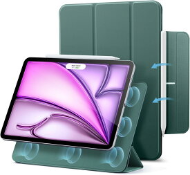 ESR iPad Air 13 ケース iPad Pro 12.9 ケース iPad Air 13ケース iPad Air 13 2025 2024 対応 iPad Pro 12.9 (第6/5/4世代) カバー ペンシル収納 スリム 軽量 磁力 磁気吸着 スタンド 三つ折り オートスリープ シルク手触り
