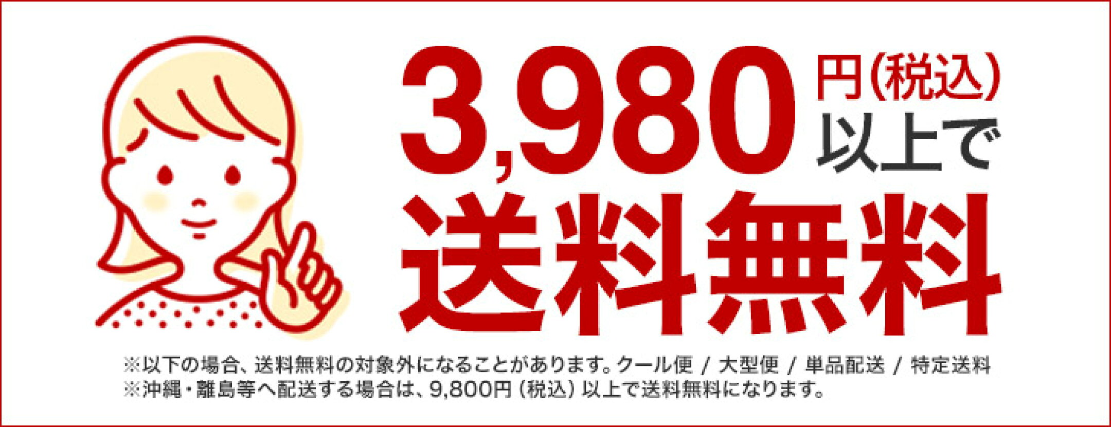 3980円（税込）以上で送料無料