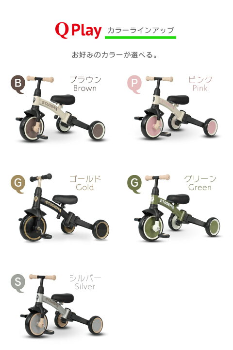 楽天市場】3in1 三輪車 舵取り プッシュバー キックバイク ランニング 