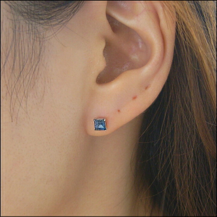 楽天市場】プラチナ Pt900 ロンドンブルートパーズ スクエア ピアス4mm 