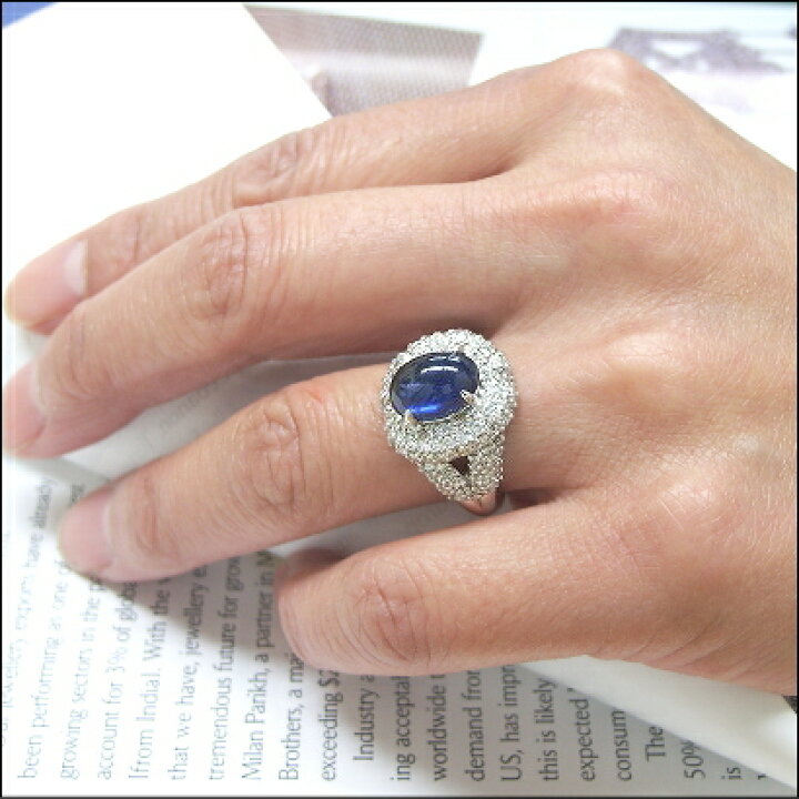 楽天市場】プラチナ Pt900 サファイア カボションカット ダイヤモンド  