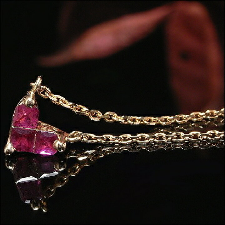 ルビーハートネックレスミステリアスセッティング K10 