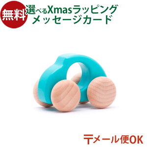 メール便OK BorneLund(ボーネルンド )BAJO社 バヨ 木のビートル ライトブルー ポーランド ミニカー ハンドカー プッシュトイ 乗り物 木製玩具 木のおもちゃ お誕生日 1歳 おうち時間 初節句 子