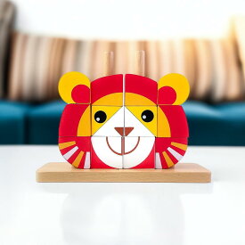 【ポイント5倍】クリスマス 立体パズル 1歳 2歳 つみき 木製おもちゃ 知育玩具 子供 男の子 女の子 3歳 木 図形 立体パズル 動物 プレゼント ベビー 誕生日 入園入学 Classic World クラシックワールド ライオンユニブロックス