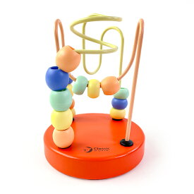 木のおもちゃ ルーピング おもちゃ 1歳 2歳 知育玩具 ミニビーズコースター 知育 木製 女の子 ベビー 赤ちゃん 誕生日プレゼント Classic World クラシックワールド ミニ ビーズコースター レッド