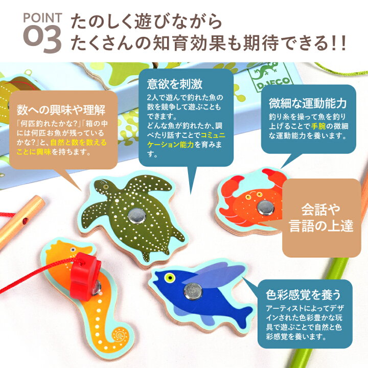 楽天市場 お魚釣りゲーム 魚釣り さかなつり マグネット 魚釣りおもちゃ 知育玩具 木のおもちゃ 木製 釣り マグネットゲーム 磁石 指先 知育遊び 子供 赤ちゃん 2歳 男の子 女の子 おすすめ 誕生日 バースデー プレゼント 海外 Djeco ジェコ トロピカルフィッシング