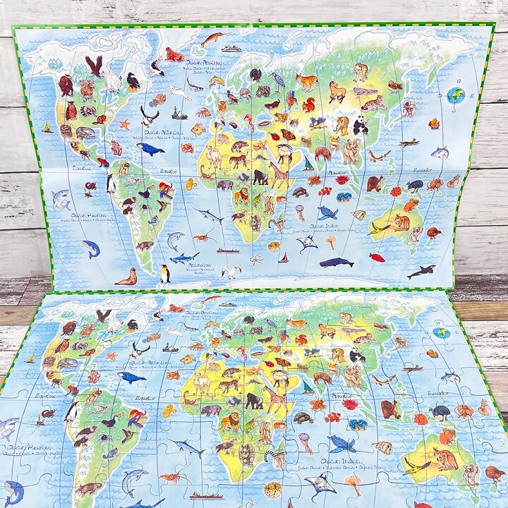 楽天市場】世界地図パズル 5歳ジグソーパズル 100ピース 動物 世界地図 