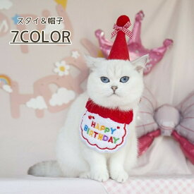 ペット 誕生日 スタイ セット ペットスタイ 2点セット 帽子 よだれかけ バースデー リボン 犬 猫 フォト お祝い パーティー イベント ペット用品 写真 記念 撮影 ペットグッズ ギフト