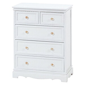 チェスト 完成品 白 楽天 4段 5杯 クリスタル取っ手 引き出し 収納 タンス MCH-6591WH 幅60cm 木製 桐 おしゃれ かわいい シンプル 上品 お洒落 可愛い 軽量 軽い クラシック 幅60×奥行33.5×高さ78.5cm