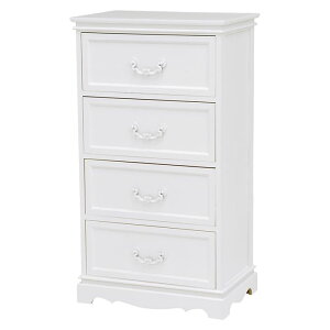 チェスト 完成品 白 楽天 4段 4杯 アンティーク調取っ手 引き出し 収納 タンス MCH-6595WH 幅50cm 一人暮らし 木製 桐 おしゃれ かわいい お洒落 可愛い 軽量 軽い クラシック 幅50×奥行33.5×高さ91cm