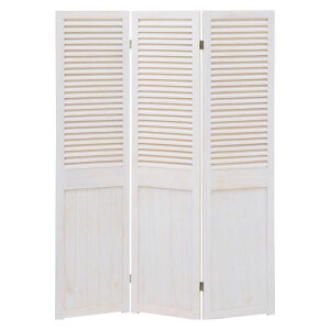 間仕切り 衝立 パーテーション 楽天 パーティション シャビーウッドファニチャー ついたて MS-5913AW 部屋 仕切り 目隠し 折りたたみ 3連 ルーバー 室内 おしゃれ かわいい 白 ホワイト 軽量 軽