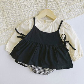 ベビー カーディガン ロンパース セット 女の子 楽天 長袖 子供ドレス ワンピース 2点セット ベビー服 チェック柄 ふんわり 子供服 赤ちゃん 春 夏 子供 子ども こども おでかけ シンプル
