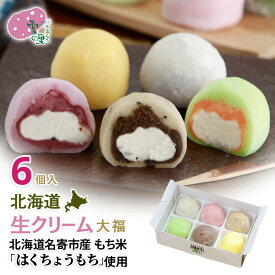 クリーム大福 北海道 生クリーム大福 6個入【ギフトBOX】小豆粒あん いちごあん 珈琲あん メロンあん チョコクリーム カスタードクリーム 大福餅 あんこ 風連 もち 切り餅 名寄 ふうれん 和菓子 ギフト