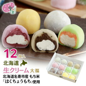 クリーム大福 北海道 生クリーム大福 12個入【ギフトBOX】小豆粒あん いちごあん 珈琲あん メロンあん チョコクリーム カスタードクリーム（6種類 各2個 合計12個） 大福餅 あんこ 風連 もち 切り餅 名寄 ふうれん 和菓子 ギフト