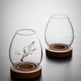 キャンドルスタンド 北欧風 ガラス ウッドキャンドルスタンド おしゃれ 木製台付 キャンドルホルダー アンティーク風 おしゃれ かわいい キャンドルライト ホルダー 蝋燭 キャンドル スタンド 台 ホルダー ロウソク立て