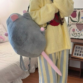 鼠 ぬいぐるみ バッグ ぬいぐるみ リュック ネズミ キッズ 子ども アニマル 動物 リュックサック ふわふわ 女の子 男の子 かわいい ト もっちりモフモフ触感 かわいいネズミバックパック グレー/ブラウン 2色展開 レディース 通学 通勤 デート クリスマス プレゼン
