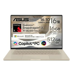 ASUS �m�[�g�p�\�R�� Zenbook SORA 16 UX3607QA-PU16570BES 16�^ Win11 Home SnapdragonX ������16GB / SSD512GB Office�I�v�V�����t �U�u���X�L�[�x�[�W��
