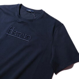 2024SS ヘルノ コンパクトジャージーTシャツ JG000211U 9200 ネイビー HERNO メンズ ブランド ギフト 2024年春夏