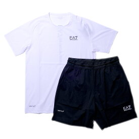 【30％割引】EA7 セットアップ Tシャツ＆ショーツセット 8NPV03 21BA ホワイトブラック エンポリオ アルマーニ メンズ 上下 おしゃれ 半袖 ウエア 大きいサイズ ブランド[090430]