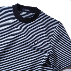 フレッドペリー ファインストライプTシャツ M6581 608 NAVY FRED PERRY メンズ 2025年春夏[030420]